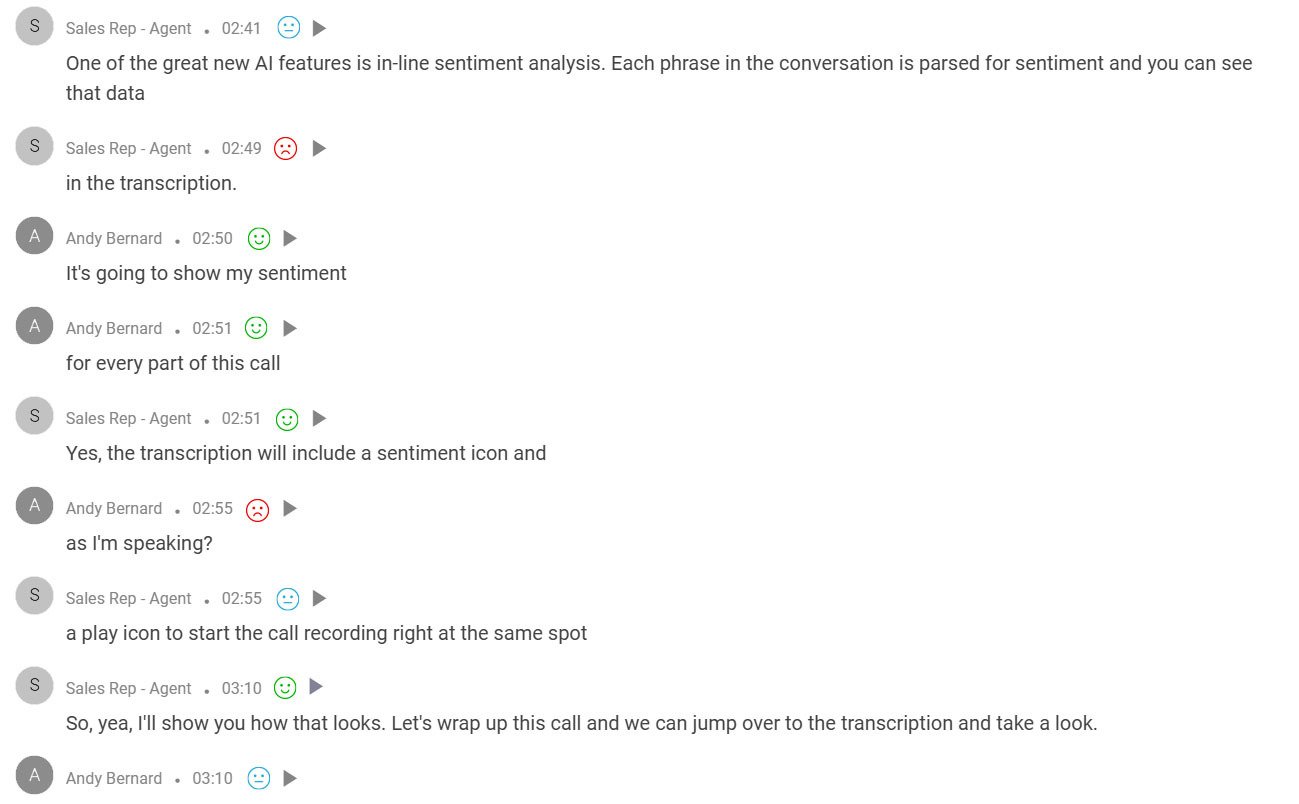 Contact Center AI Sentiment in Transcription